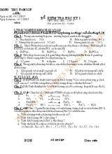 Đề kiểm tra học kỳ I môn hóa học - Lớp 8 thời gian làm bài 45 phút